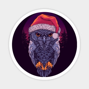 Menacing Christmas Owl Illustration Magnet